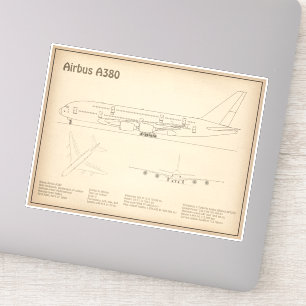 Sticker Airbus a380 - Plan de dessin du plan directeur de 