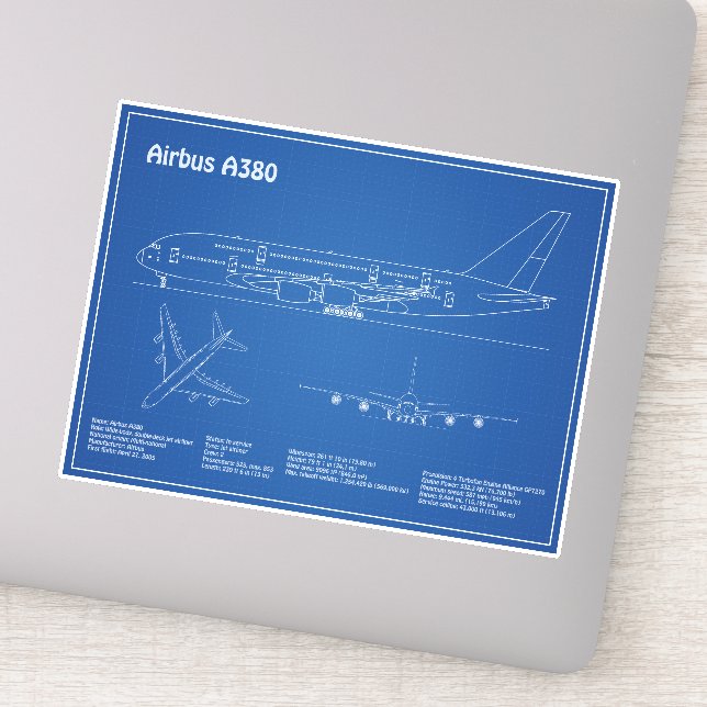 Sticker Airbus a380 - Plans de dessin du plan directeur de (Détail)