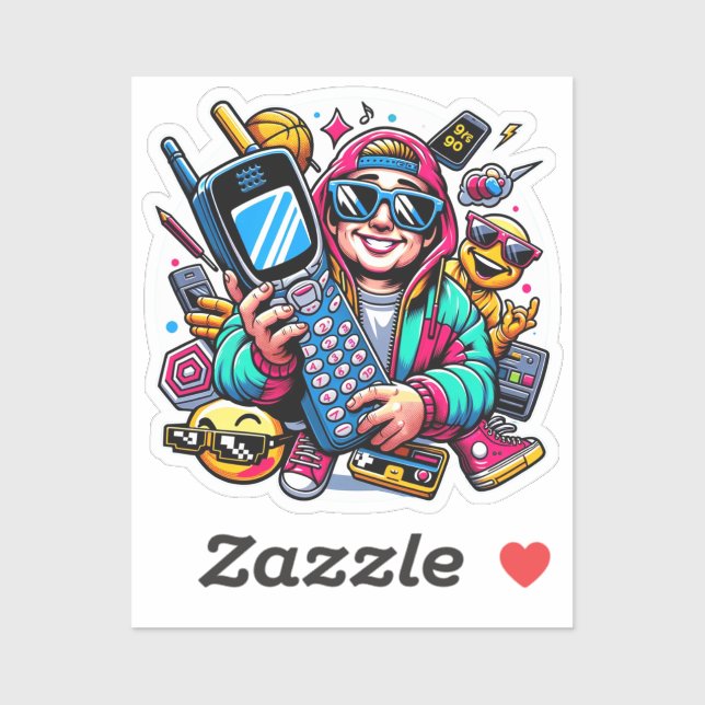 Sticker Aire de jeu Retro Tech : une nostalgique Odyssée d (Feuille)