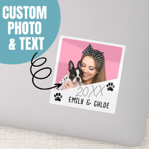 Sticker Ajouter Custom Pet Photo Nom et année mignonne Chi
