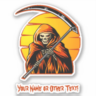 Sticker Ajouter le nom Brown Grim Reaper Orange Sunset Hal