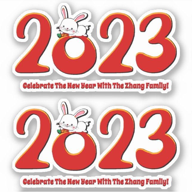 Sticker Ajouter le nom Texte Nouvel An chinois 2023 Année  (Devant)