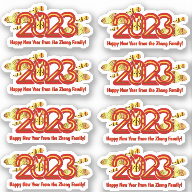 Sticker Ajouter le nom Texte Nouvel An chinois 2023 Année  (Devant)