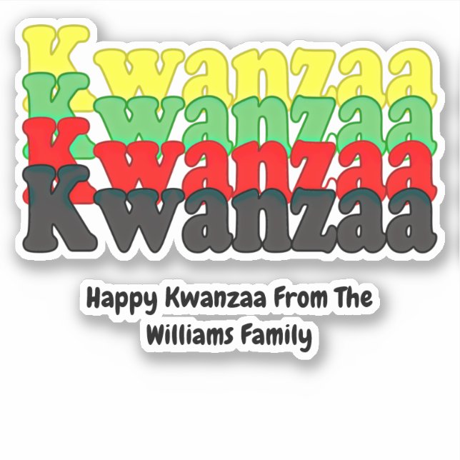 Sticker Ajouter Nom, Kwanzaa Mots empilés, Kiss Cut (Devant)