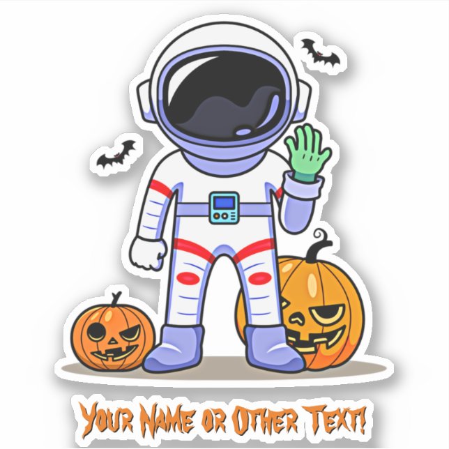 Sticker Ajouter Nom Mignon Astronaute Citrouilles Chauves- (Devant)