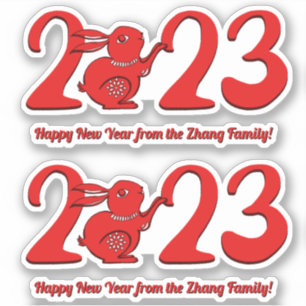 Sticker Ajouter Nom, Nouvel An Chinois 2023 Année du lapin