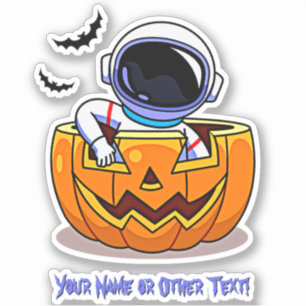 Sticker Ajouter un nom Cute Astronaut dans Citrouille Bats