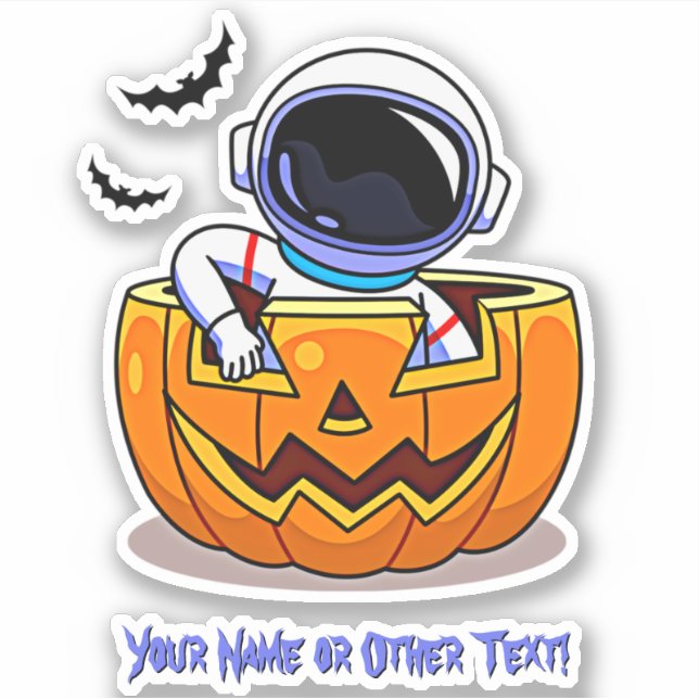 Sticker Ajouter un nom Cute Astronaut dans Citrouille Bats (Devant)