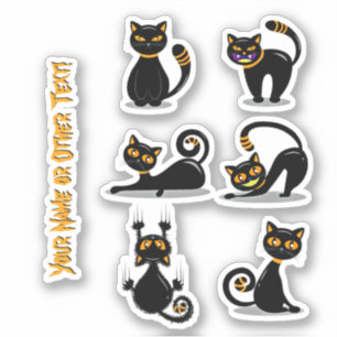 Sticker Ajouter un nom, de mignons chats noirs et orange