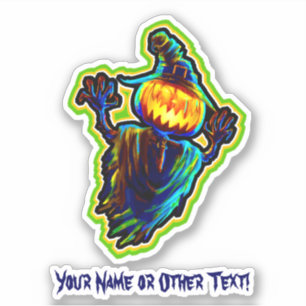 Sticker Ajouter un nom Flying Citrouille Ghost Witch Casqu