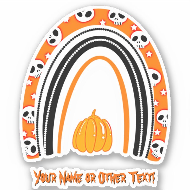 Sticker Ajouter un nom, Halloween Rainbow Skuls Citrouille (Devant)