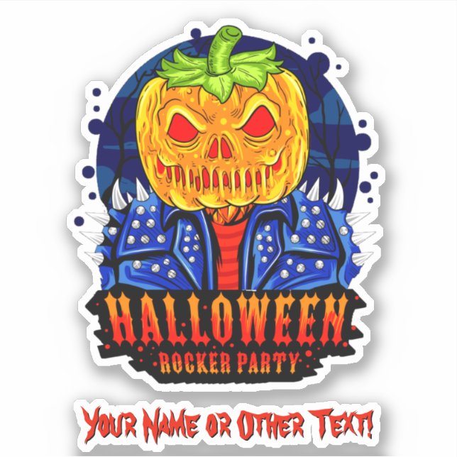 Sticker Ajouter un nom, Halloween Rocker Citrouille Party  (Devant)