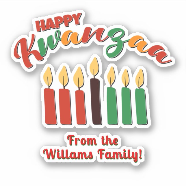 Sticker Ajouter un nom, Happy Kwanzaa Rouge Noir Vert Boug (Devant)