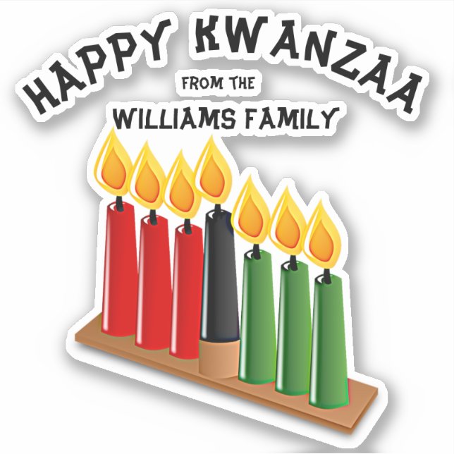 Sticker Ajouter un nom, Joyeux Kwanzaa Rouge Jaune Vert Bo (Devant)