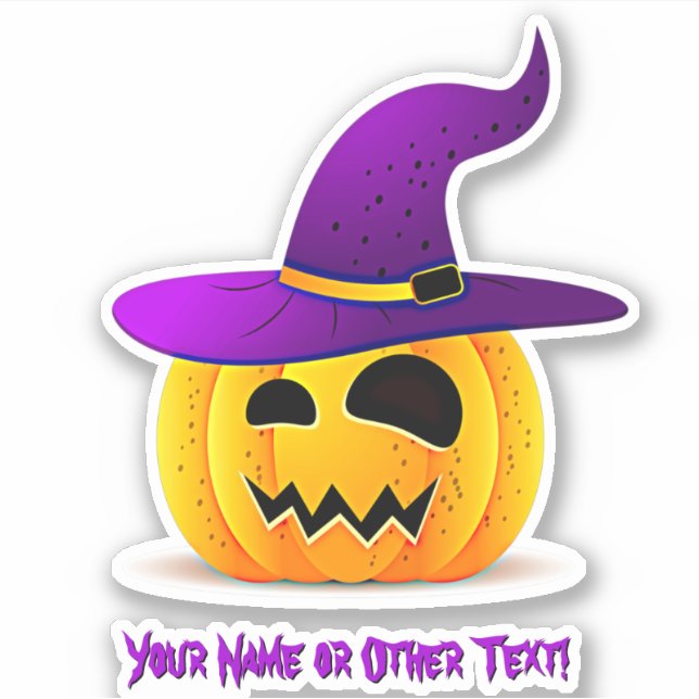 Sticker Ajouter un nom, mignon Citrouille de Halloween vio (Devant)