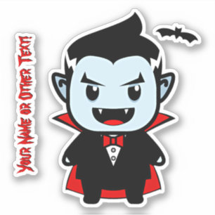 Sticker Ajouter un nom, mignon Halloween Vampire noir roug