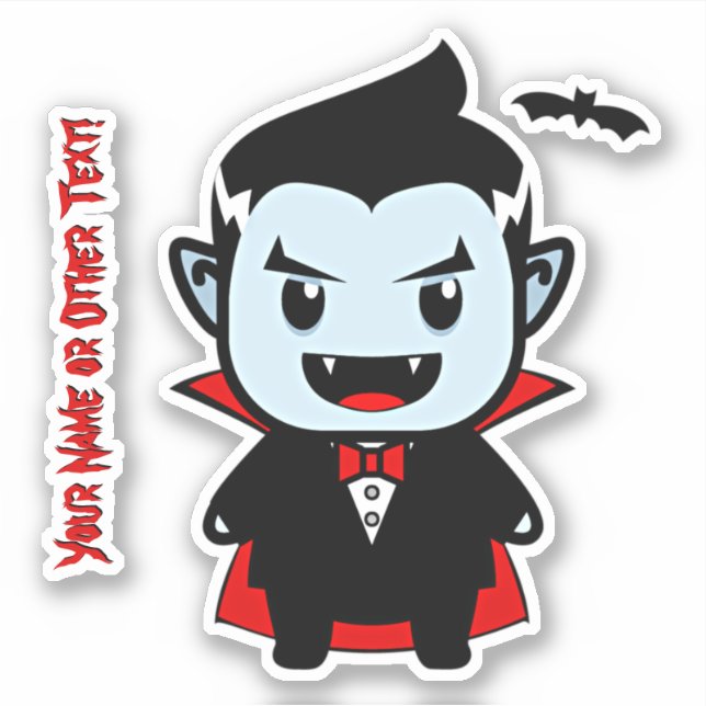 Sticker Ajouter un nom, mignon Halloween Vampire noir roug (Devant)