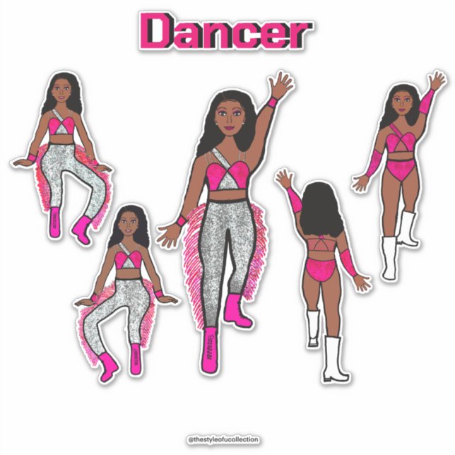 Sticker Ajouter un nom Pink Silver Dancer #1 (Devant)