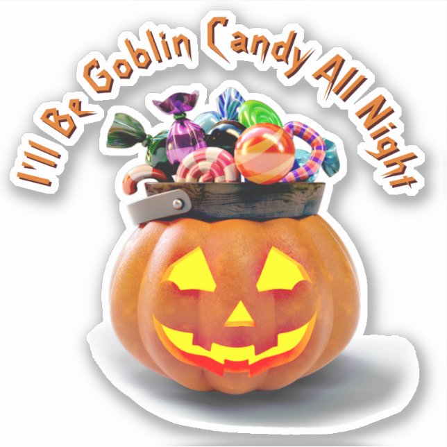 Sticker Ajouter un nom Texte, Goblin Candy Toute la nuit,  (Devant)