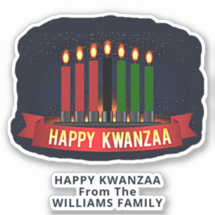 Sticker Ajouter un nom Texte, Happy Kwanzaa 7 bougies Kiss