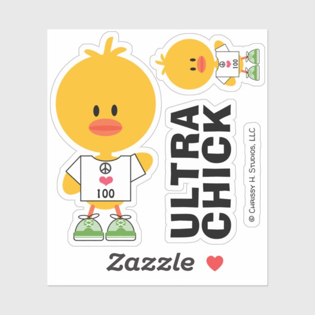 Sticker Ajouter votre propre poussin Ultra Runner Distance (Feuille)