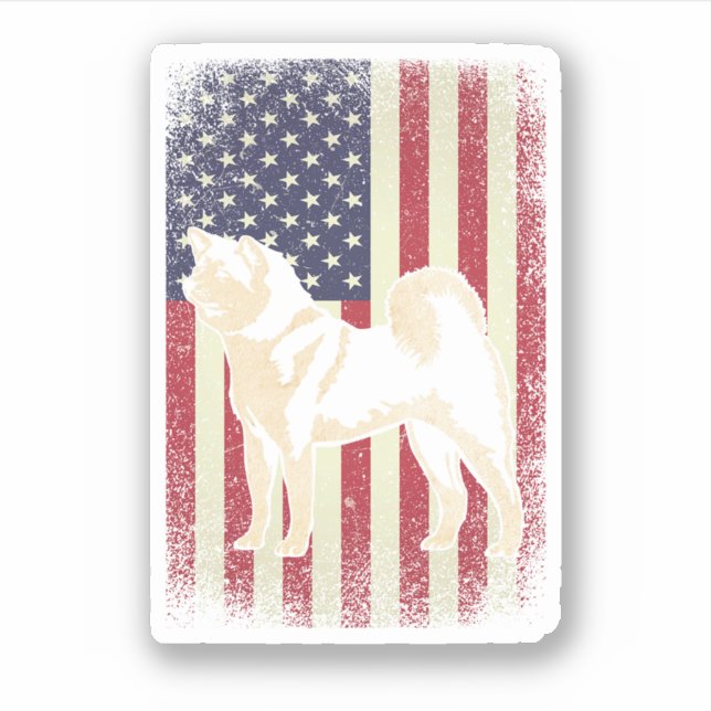 Sticker Akita American Flag Patriotic Dog Gift. Perfect gi (Devant)