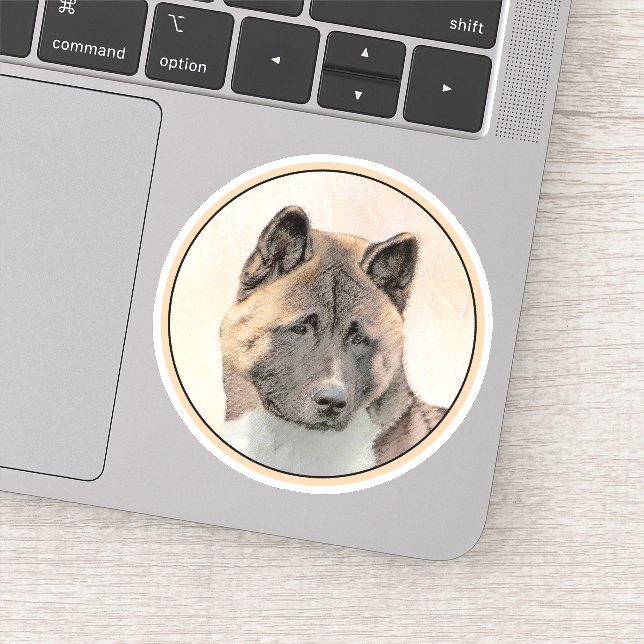 Sticker Akita Peinture - Cute Original Chien Art (Détail)