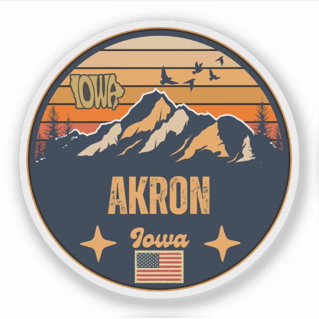 Sticker Akron, Iowa, États-Unis (Devant)