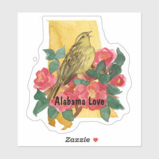 Sticker Alabama Love Yellowhammer Fleur Camellia Rose