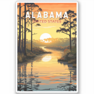 Sticker Alabama Travel Art Vintage