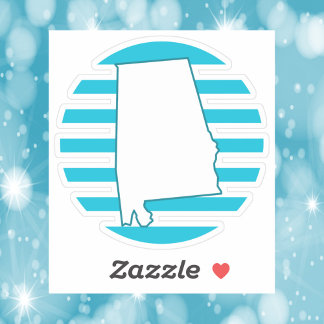 Sticker Alabama US State Outline Retro Circle Blue