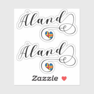 Sticker Åland Heart Flag, îles Aland, Finlande