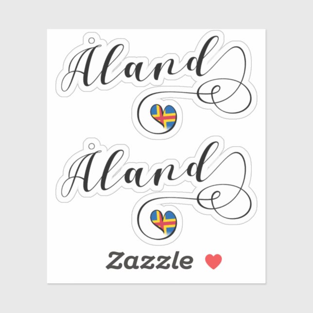 Sticker Åland Heart Flag, îles Aland, Finlande (Feuille)