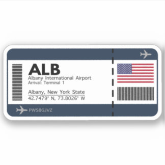 Sticker ALB Albany Boarding Pass - New York Travel