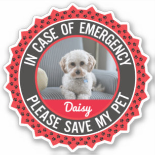 Sticker Alerte de sécurité pour animaux de compagnie avec 