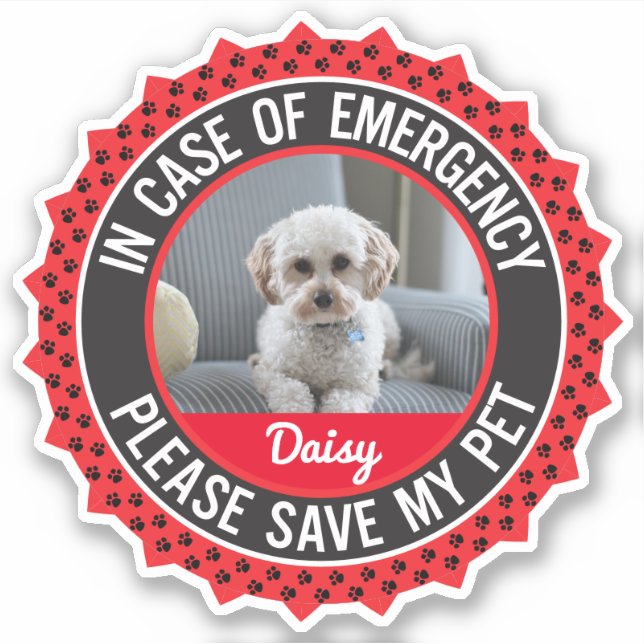 Sticker Alerte de sécurité pour animaux de compagnie avec  (Devant)
