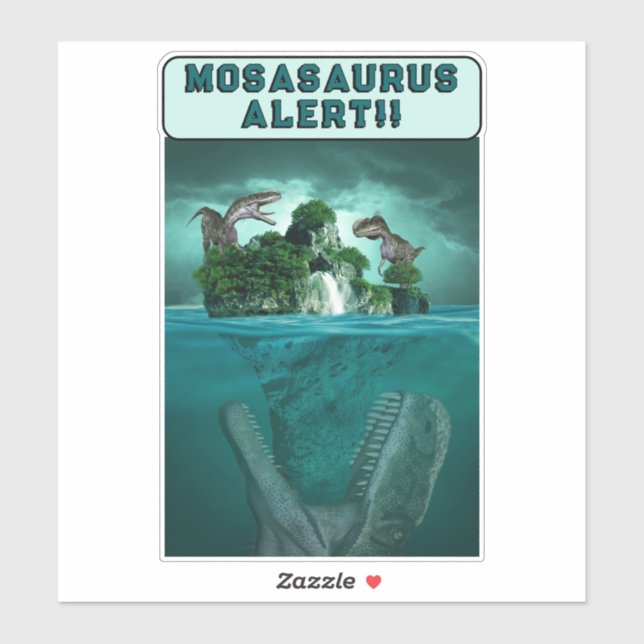 Sticker Alerte Mosasaururus ! (Feuille)