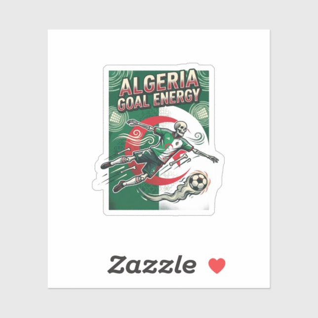 Sticker Algérie But Énergie Squelette Attaquant Nations Gr (Feuille)