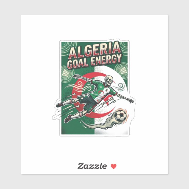 Sticker Algérie But Énergie Squelette Attaquant Nations Gr (Feuille)