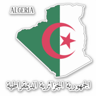Sticker Algérie Carte du drapeau patriotique