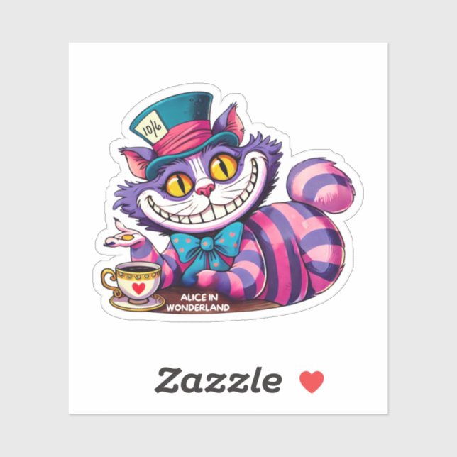 Sticker Alice à Wonderland Cheshire Cat (Feuille)