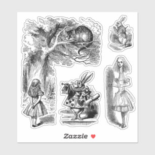 Sticker Alice au pays des merveilles vintage avec lapin bl