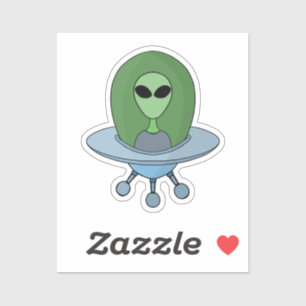 Sticker Alien dans son petit vaisseau spatial