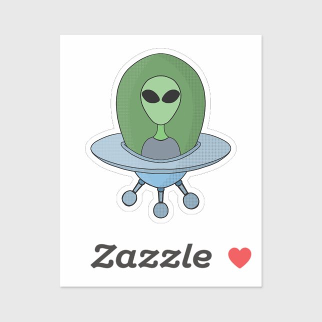 Sticker Alien dans son petit vaisseau spatial (Feuille)
