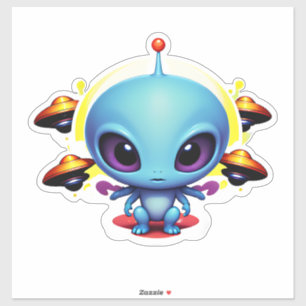 Sticker Alien de bébé et ovnis