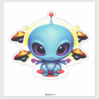 Sticker Alien de bébé et ovnis