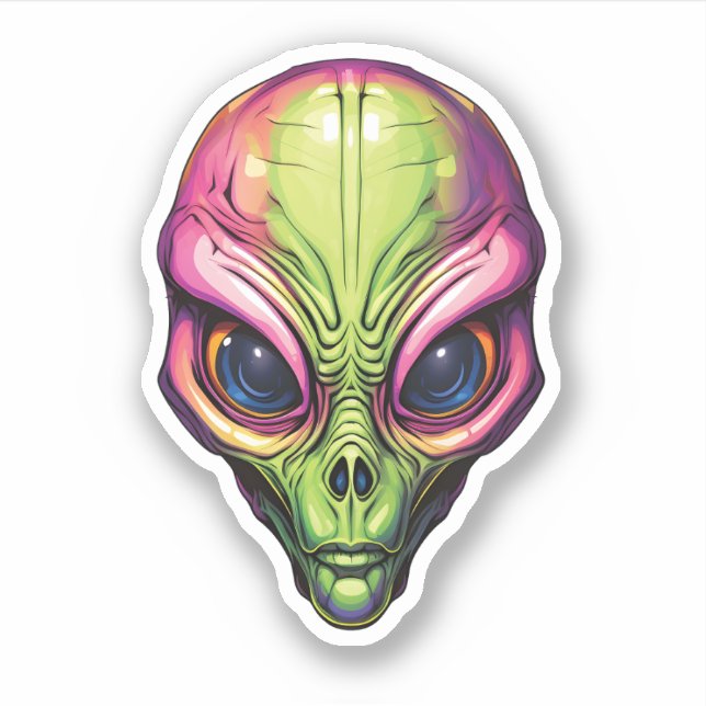 Sticker Alien de l'espace coloré face Déplaisant Alien de  (Devant)
