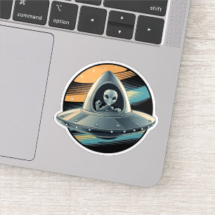 Sticker Alien en vaisseau spatial