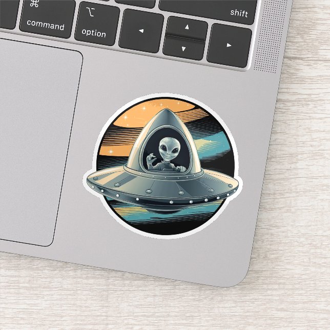 Sticker Alien en vaisseau spatial (Détail)