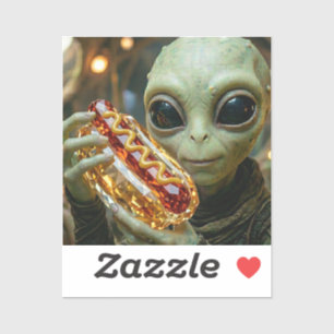 Sticker Alien Extraterrestre avec Hotdog Cristallin